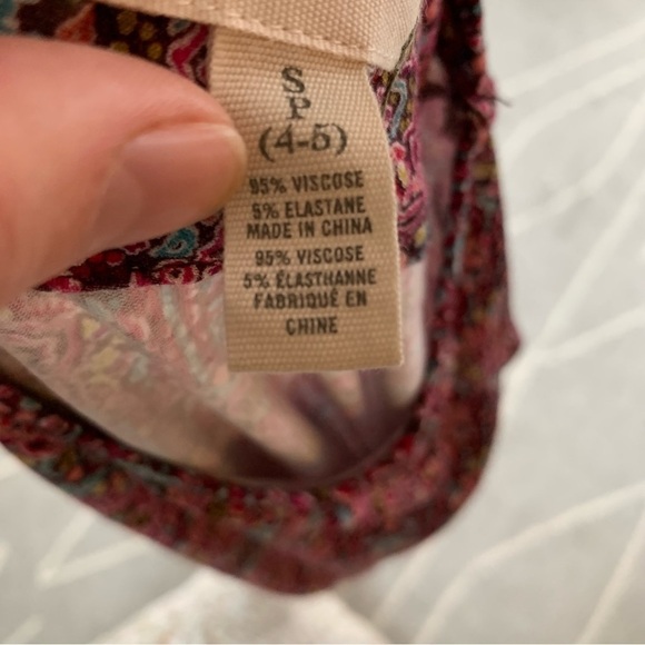 Peek Pink Floral Damask Tie Bloused Waist Stretch Knit Dress Size S (4-5) - Picture 3 of 4